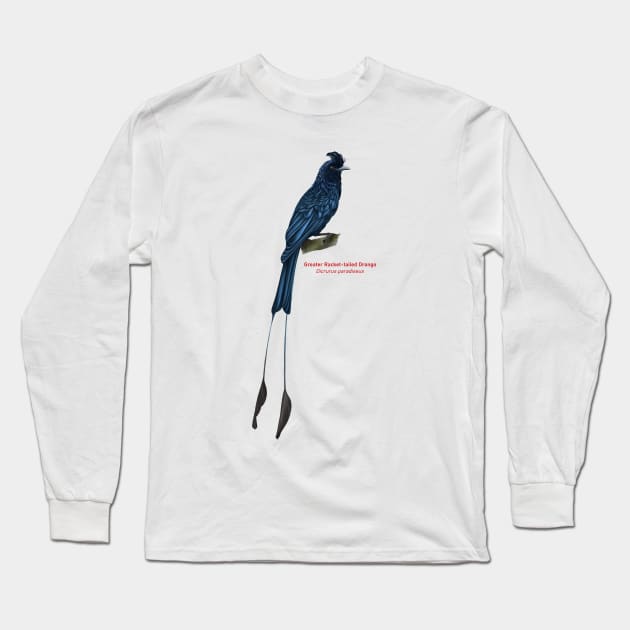 Greater Racket-tailed Drongo | Dicrurus paradiseus Long Sleeve T-Shirt by bona 
